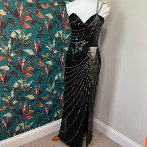 Amazing sequined Rose Taft vintage dress